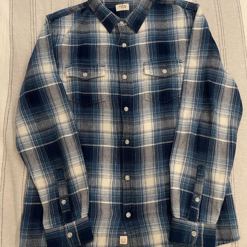Men's Marine Layer Long Sleeve Flannel Button Down Shirt large